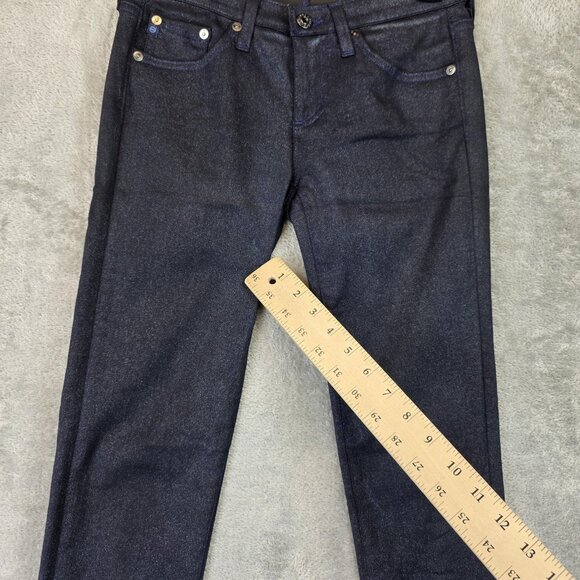AG Adriano Goldschmied Jeans Womens 26R Blue Coated Stevie Ankle Slim Straight - Picture 2 of 15